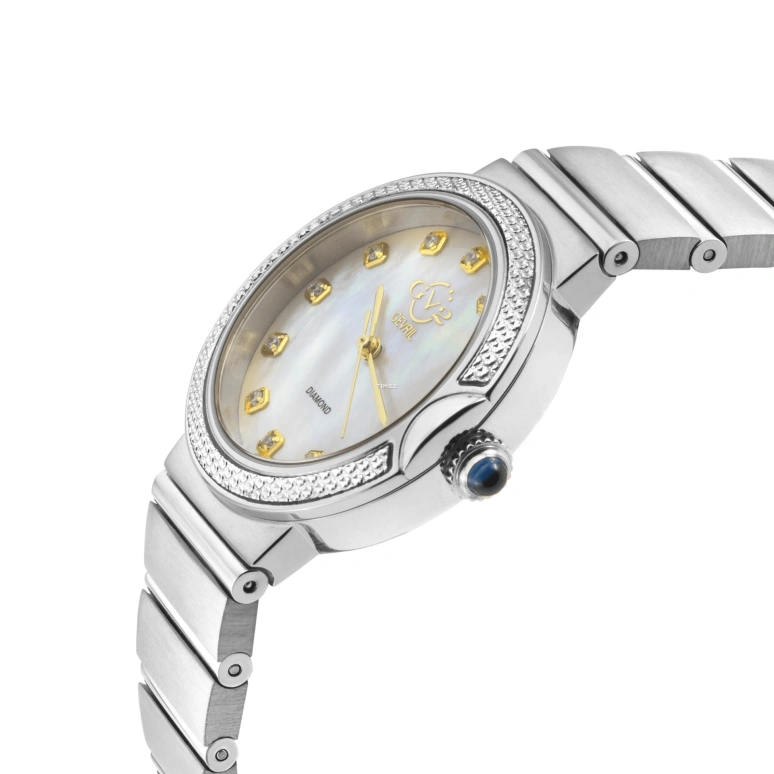 Gevril,Sorrento 33mm,33mm,Stainless Steel,White,Quartz,Sapphire,Round,12445B