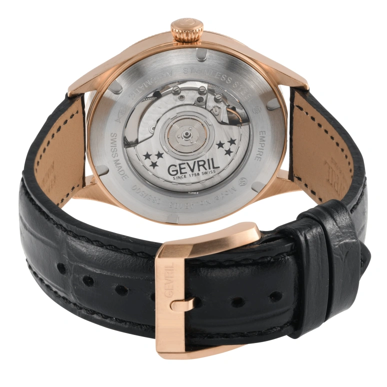 Gevril,Empire 40mm,40mm,Stainless Steel,Black,Automatic,Day,Sapphire,48103