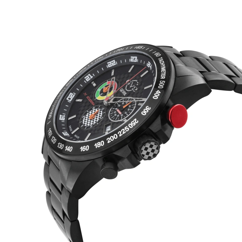 Gevril,Scuderia 45mm,45mm,Stainless Steel,Black,Quartz,Chronograph,Day,Dule Time,Alarm,Sapphire,Crystal Glass,Round,9923B