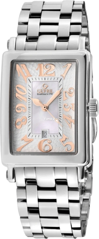 Gevril,Avenue of Americas 33x25mm,33x25mm,Stainless Steel,Pink,Quartz,Day,Sapphire,Crystal Glass,7245RB