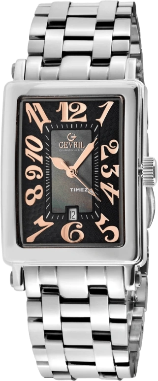 Gevril,Avenue of Americas 33x25mm,33x25mm,Stainless Steel,Black,Quartz,Day,Sapphire,Crystal Glass,7246RB