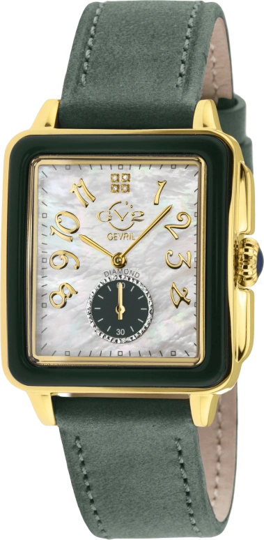 Gevril,Bari 37mm,37mm,Stainless Steel,Silver White,Green,White,Quartz,Sapphire,Crystal Glass,Rectangular,9264