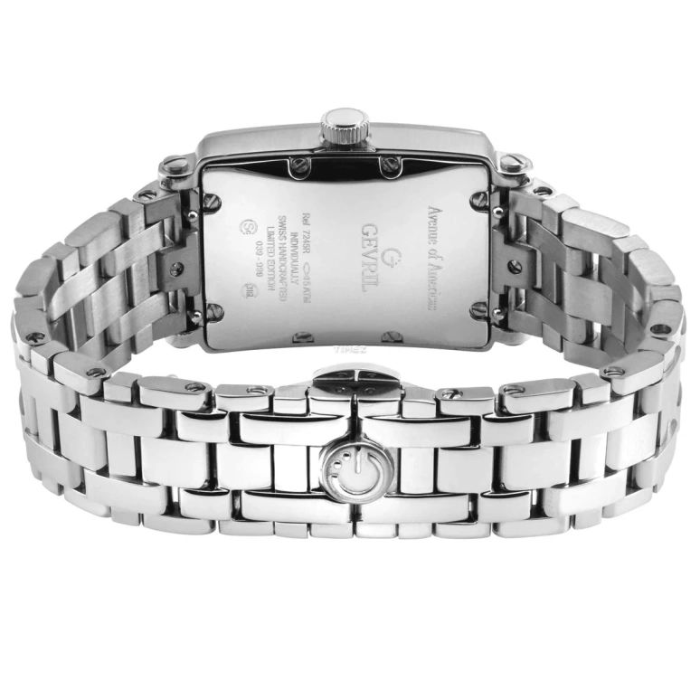 Gevril,Avenue of Americas 33x25mm,33x25mm,Stainless Steel,Pink,Quartz,Day,Sapphire,Crystal Glass,7245RB