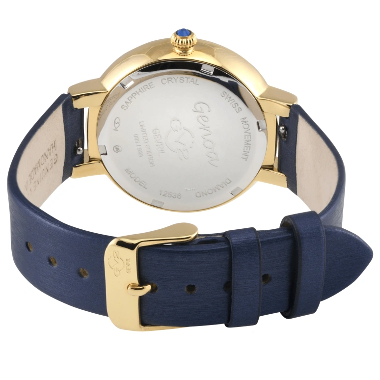 Gevril,Genoa 37mm,37mm,Stainless Steel,Blue,Quartz,Sapphire,Round,12536S