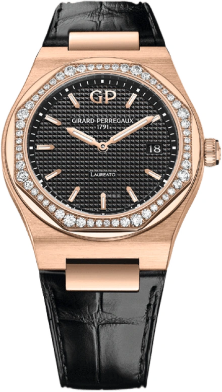 Girard-Perregaux,Laureato 34mm,34mm,Pink Gold,Black,Automatic,Date,46hours,80189D52A632,80189D52A632-CB6A