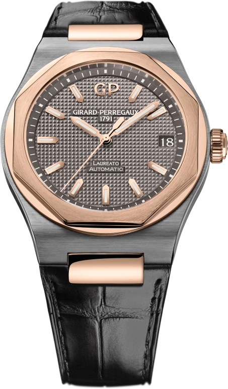 Girard-Perregaux,Laureato 42mm,42mm,Pink Gold,Titanium,Grey,Automatic,Date,54hours,81010,81010-26-232-BB6A