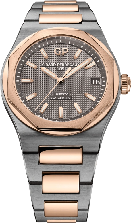 Girard-Perregaux,Laureato 42mm,42mm,Pink Gold,Titanium,Grey,Automatic,Date,54hours,81010,81010-26-232-26A