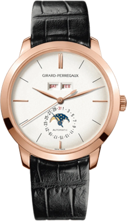 Girard-Perregaux,1966 40mm,40mm,Rose Gold,Silver,White,Automatic,Moonphase,Annual Calendar,Month,Date,46hours,In-house Caliber,49535,49535-52-151-BK6A