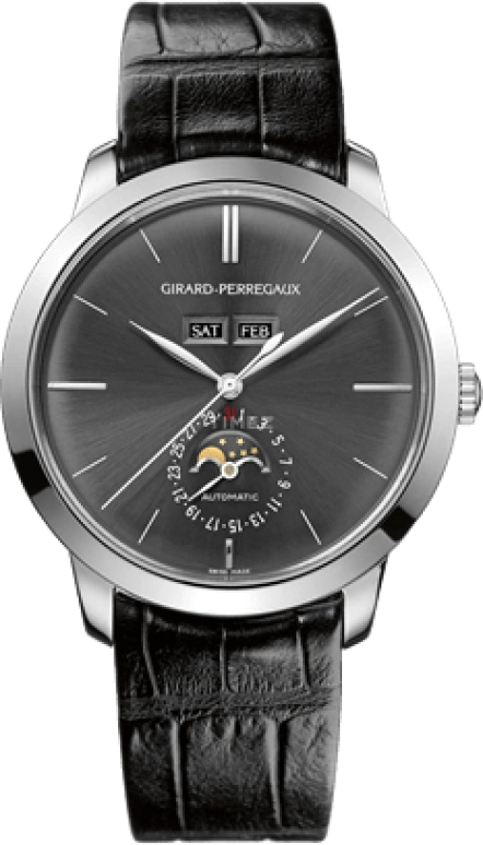 Girard-Perregaux,1966 40mm,40mm,White Gold,Grey,Automatic,Moonphase,Month,Date,Day,46hours,In-house Caliber,49535,49535-53-251-BK6A