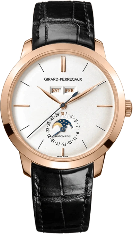 Girard-Perregaux,1966 40mm,40mm,Rose Gold,Silver,White,Automatic,Moonphase,Annual Calendar,Month,Date,46hours,In-house Caliber,49535,49535-52-151-BK6A