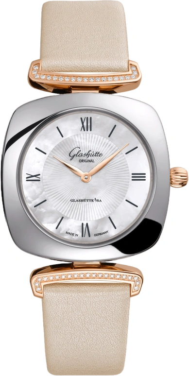 Glashütte Original,Pavonina 31mm,31mm,Red Gold,Stainless Steel,White,Quartz,Day,35712hours,1,1-03-02-05-16-35