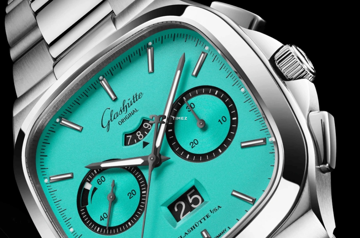 Glashütte Original,Seventies 40x40mm,40x40mm,Stainless Steel,Blue,Green,Automatic,Chronograph,Power Reserve Indicator,Flyback,Big Date,70hours,In-house Caliber,1,1-37-02-16-02-70