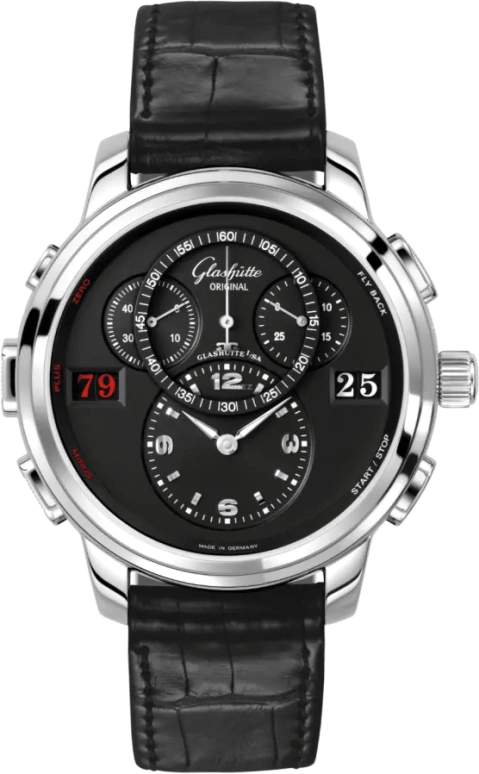 Glashütte Original,Pano 44mm,44mm,Stainless Steel,Black,Automatic,Countdown,Flyback,Big Date,Column Wheel,42hours,In-house Caliber,1,1-96-01-02-02-04