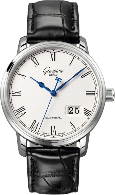 Glashütte Original,Senator 40mm,40mm,Stainless Steel,Silver,Automatic,Big Date,Alarm,100,100-03-32-42-04