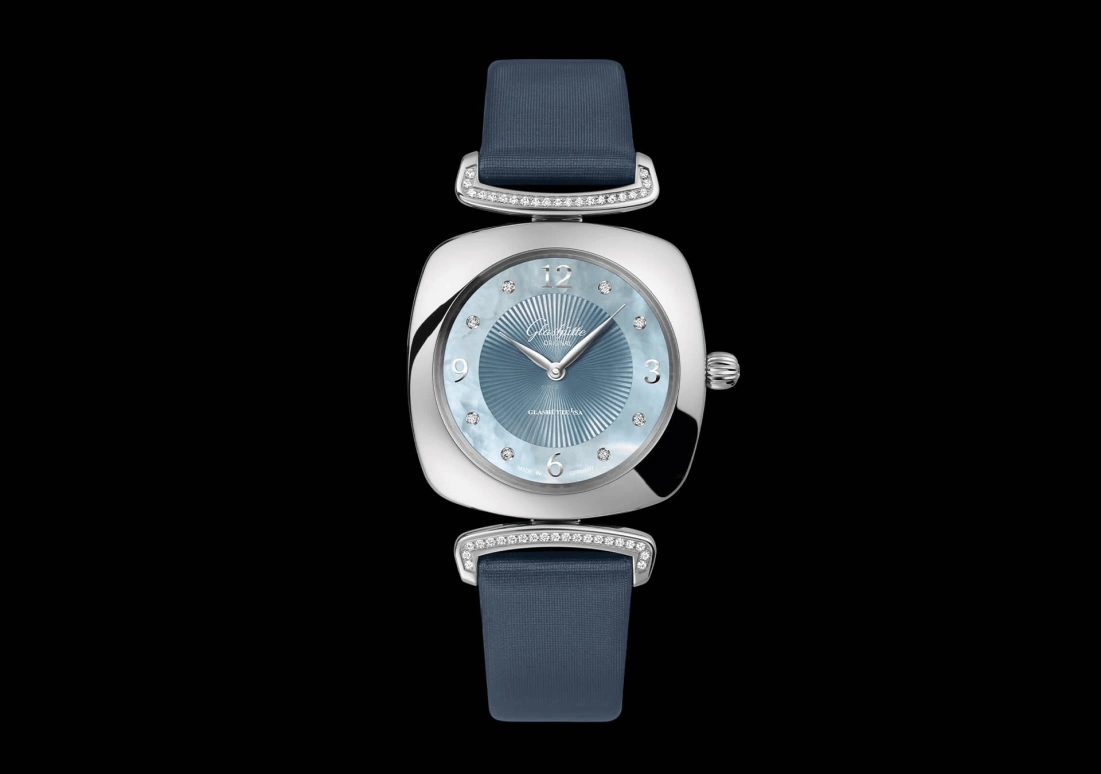 Glashütte Original,Pavonina 7.50mm,7.50mm,Stainless Steel,Blue,Quartz,Day,35712hours,1,1-03-02-06-12-34