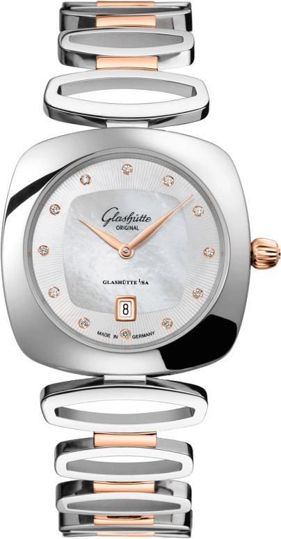 Glashütte Original,Pavonina 31mm,31mm,Red Gold,Stainless Steel,White,Quartz,Date,35712hours,1,1-03-01-08-06-14