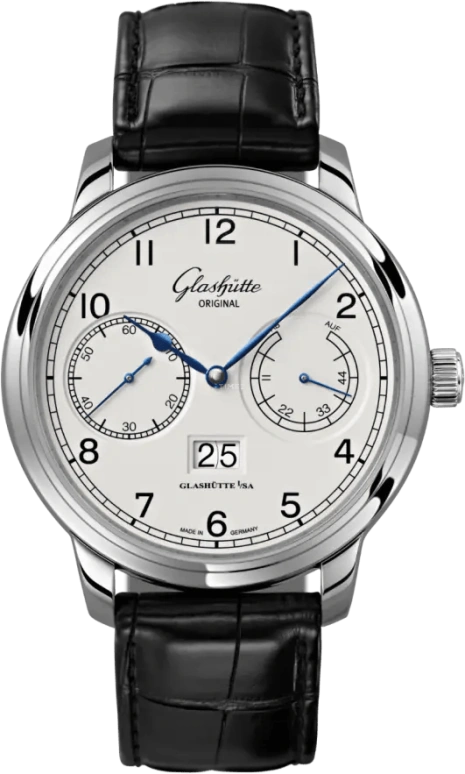 Glashütte Original,Senator 44mm,44mm,Stainless Steel,Silver,Automatic,Power Reserve Indicator,Big Date,Alarm,100,100-14-05-02-04