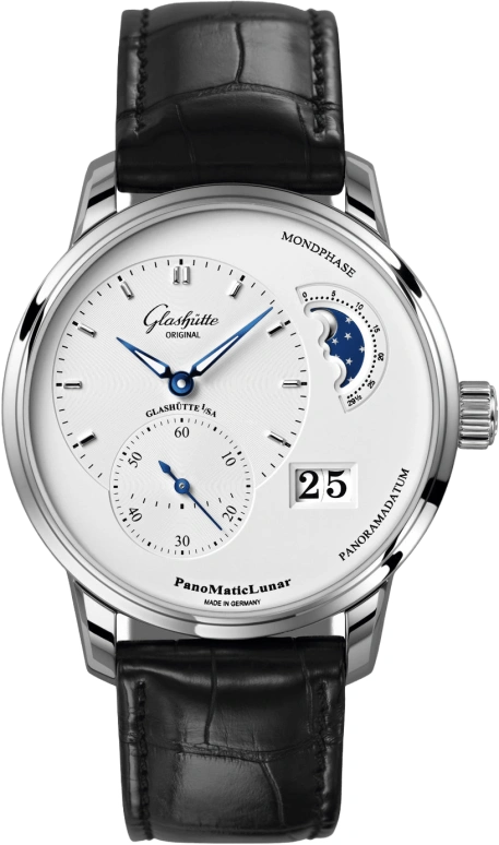 Glashütte Original,Pano 40mm,40mm,Stainless Steel,Silver,Automatic,Moonphase,Big Date,1,1-90-02-42-32-05