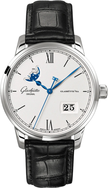 Glashütte Original,Senator 40mm,40mm,Stainless Steel,Silver,Automatic,Moonphase,Big Date,1,1-36-04-01-02-30