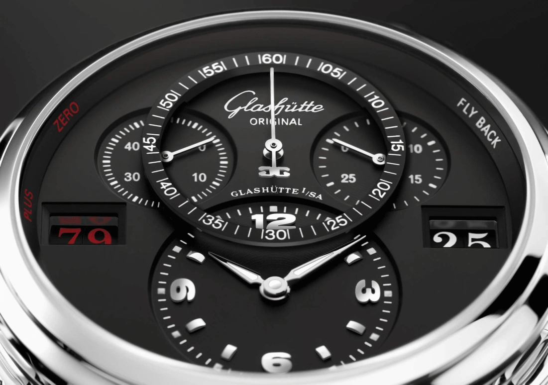 Glashütte Original,Pano 44mm,44mm,Stainless Steel,Black,Automatic,Countdown,Flyback,Big Date,Column Wheel,42hours,In-house Caliber,1,1-96-01-02-02-04