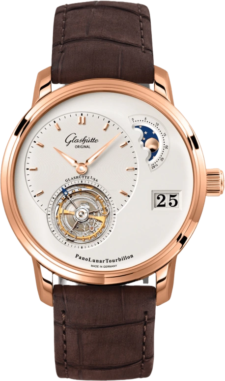 Glashütte Original,Pano 40mm,40mm,Red Gold,Silver,Automatic,Moonphase,Tourbillon Escapement,Big Date,1,1-93-02-05-05-51