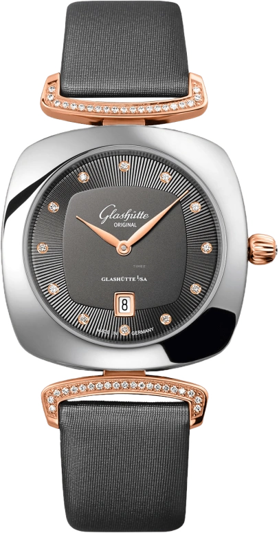 Glashütte Original,Pavonina 31mm,31mm,Red Gold,Stainless Steel,Grey,Quartz,Date,35712hours,1,1-03-01-25-06-02