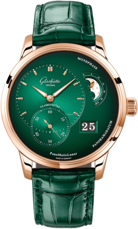 Glashütte Original,Pano 40mm,40mm,Red Gold,Green,Automatic,Moonphase,Big Date,1,1-90-02-23-35-30