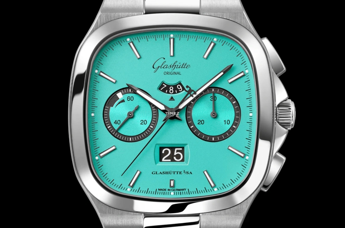 Glashütte Original,Seventies 40x40mm,40x40mm,Stainless Steel,Blue,Green,Automatic,Chronograph,Power Reserve Indicator,Flyback,Big Date,70hours,In-house Caliber,1,1-37-02-16-02-70