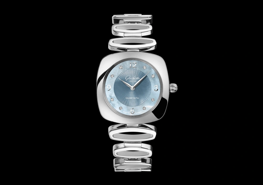 Glashütte Original,Pavonina 7.50mm,7.50mm,Stainless Steel,Blue,Quartz,Day,35712hours,1,1-03-02-06-12-14