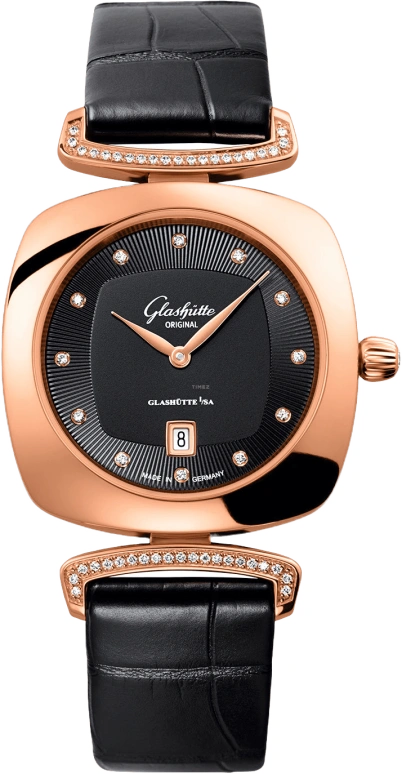 Glashütte Original,Pavonina 31mm,31mm,Red Gold,Black,Quartz,Date,35712hours,1,1-03-01-28-05-30