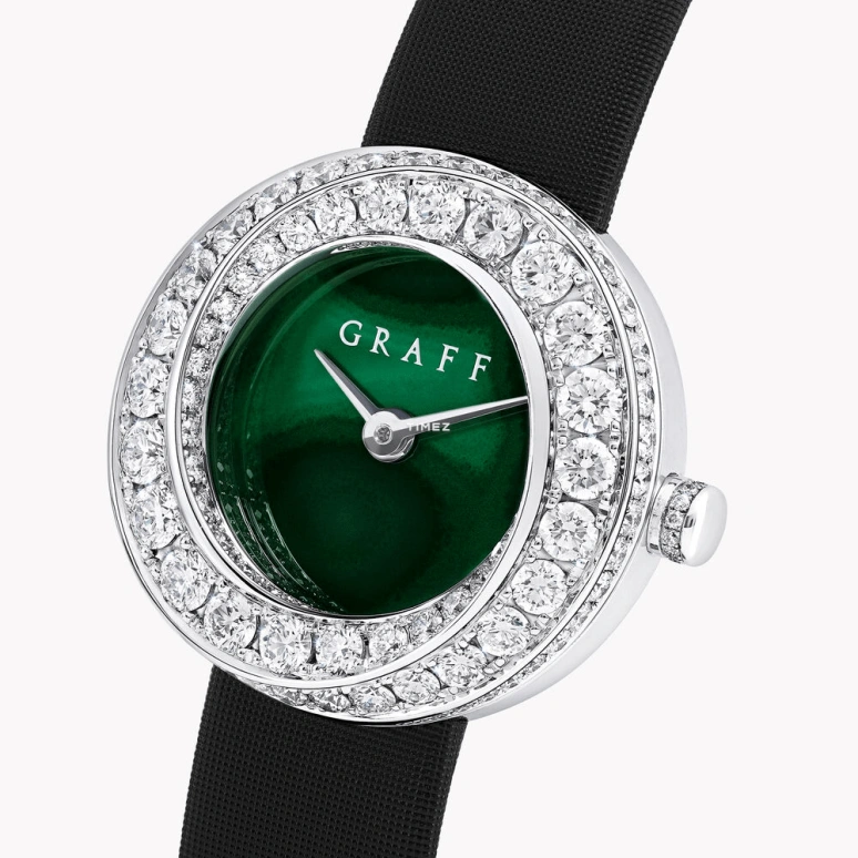 Graff,Spiral 23mm,23mm,White Gold,Green,Gradient,Quartz,Sapphire,Crystal Glass,Round,GSP23WGD