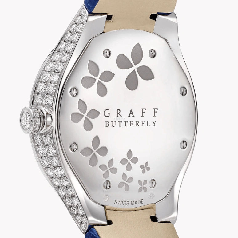 Graff,Butterfly 33mm,33mm,White Gold,Blue,Quartz,Round,Silver White,BF33WGDS