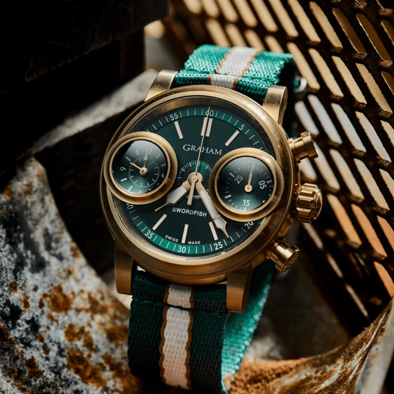 Graham,Swordfish 46mm,46mm,Bronze,Green,Automatic,Chronograph,Sapphire,Crystal Glass,2SXAK,2SXAK.G01A.K137T