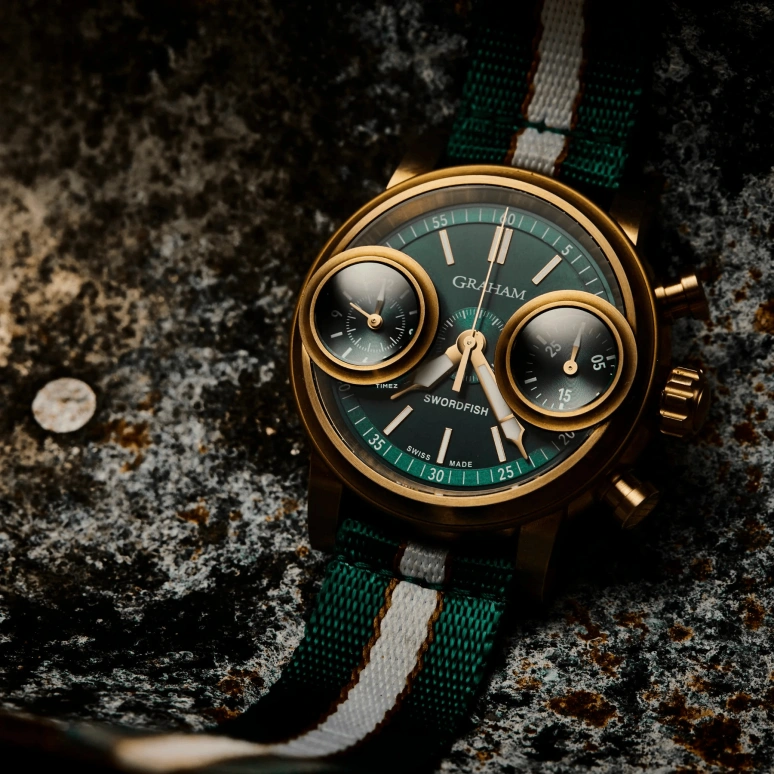 Graham,Swordfish 46mm,46mm,Bronze,Green,Automatic,Chronograph,Sapphire,Crystal Glass,2SXAK,2SXAK.G01A.K137T