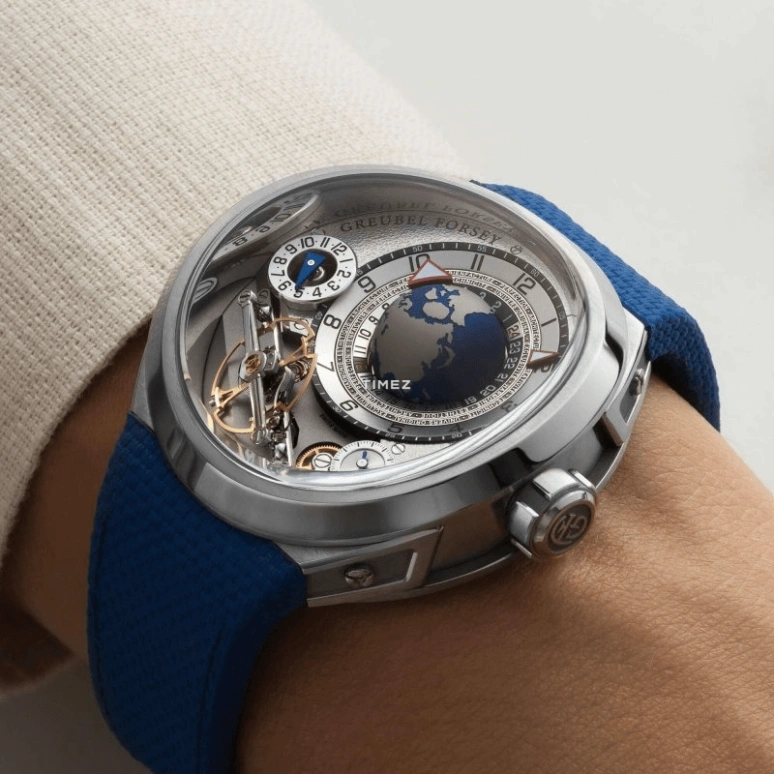 Greubel Forsey,Collection Convexe 46.50mm,46.50mm,Titanium,Silver,Handwound,Dule Time,World Time,GMT BALANCIER CONVEXE