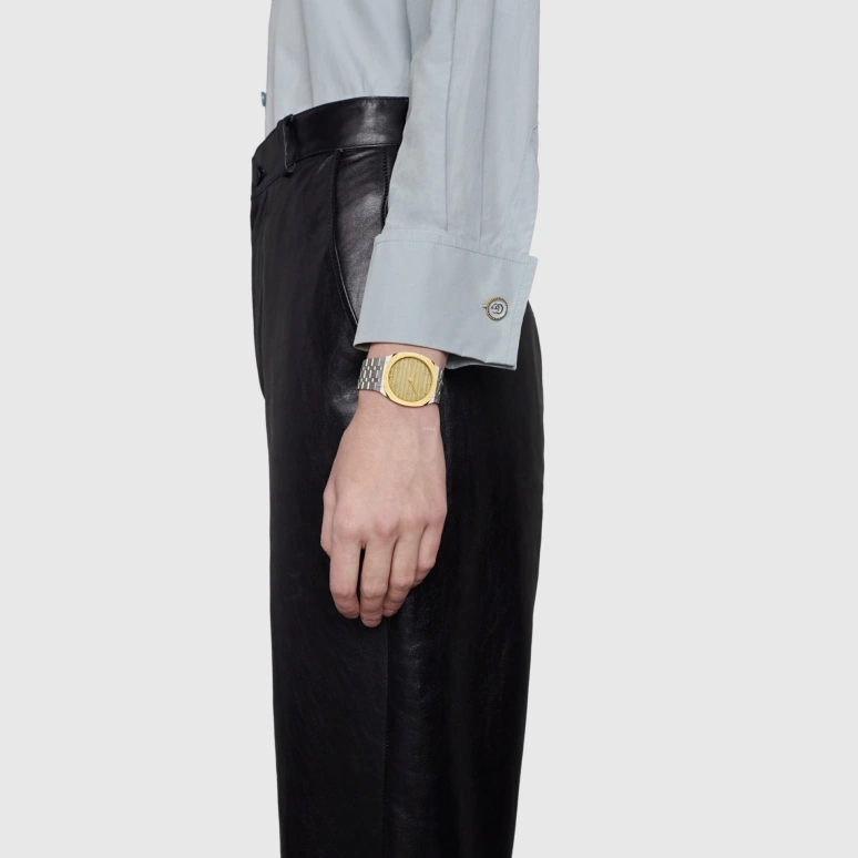 古驰,Gucci 25H 34毫米,34毫米,精钢,黄金色,石英,蓝宝石,YA163403