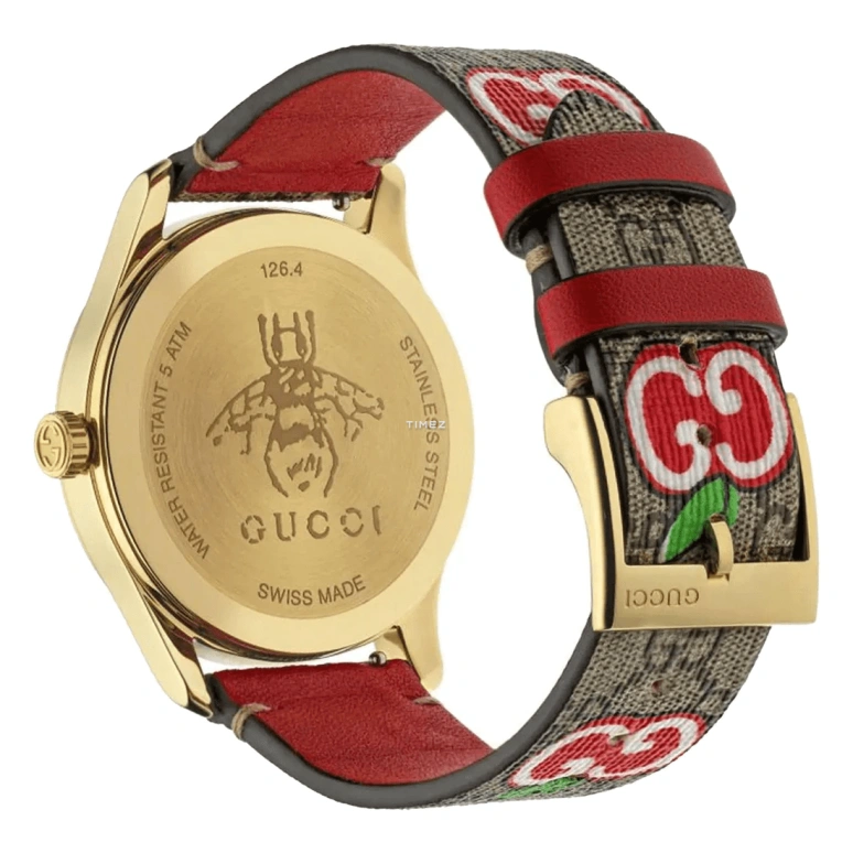 GUCCI,G-Timeless 38mm,38mm,Stainless Steel,Red,Brown,Quartz,Sapphire,Crystal Glass,Round,YA1264158