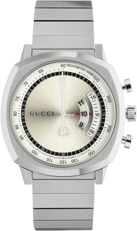 GUCCI,Grip 40mm,40mm,Stainless Steel,Silver,Grey,Quartz,Chronograph,Sapphire,Crystal Glass,YA157302