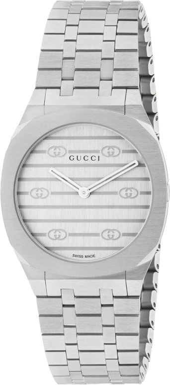 古驰,Gucci 25H 30毫米,30毫米,不锈钢,银白色,石英,蓝宝石,水晶玻璃,枕形,704369 I1600 1108