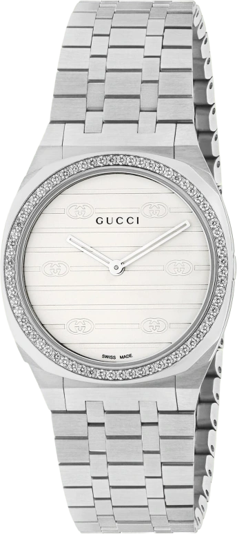 古驰,Gucci 25H 30毫米,30毫米,精钢,银白色,蓝宝石,密底,YA163503
