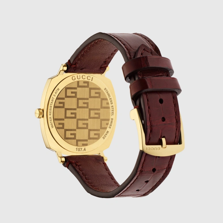 GUCCI,Grip 35mm,35mm,Yellow Gold,Gold,Sapphire,Crystal Glass,YA157402