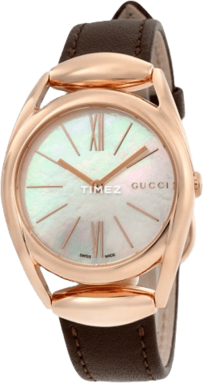 GUCCI,Horsebit 34mm,34mm,Stainless Steel,Rose Gold,White,Sapphire,Crystal Glass,Rose,YA140507