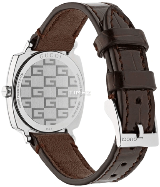 GUCCI,Grip 27mm,27mm,Stainless Steel,Silver,Quartz,Sapphire,Glass,Cushion,705963 I18V0 8650