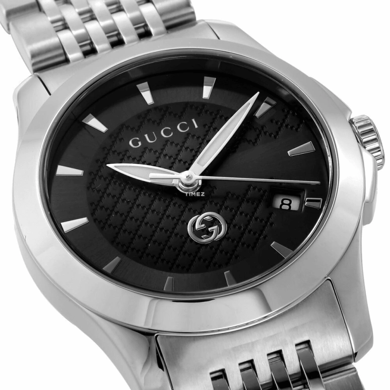 GUCCI,G-Timeless 27mm,27mm,Stainless Steel,Black,Quartz,Day,Sapphire,YA1265006