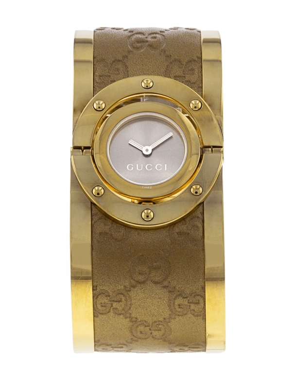 GUCCI,Twirl 23.50mm,23.50mm,Stainless Steel,Coffee,Brown,Quartz,Sapphire,Crystal Glass,Round,YA112434