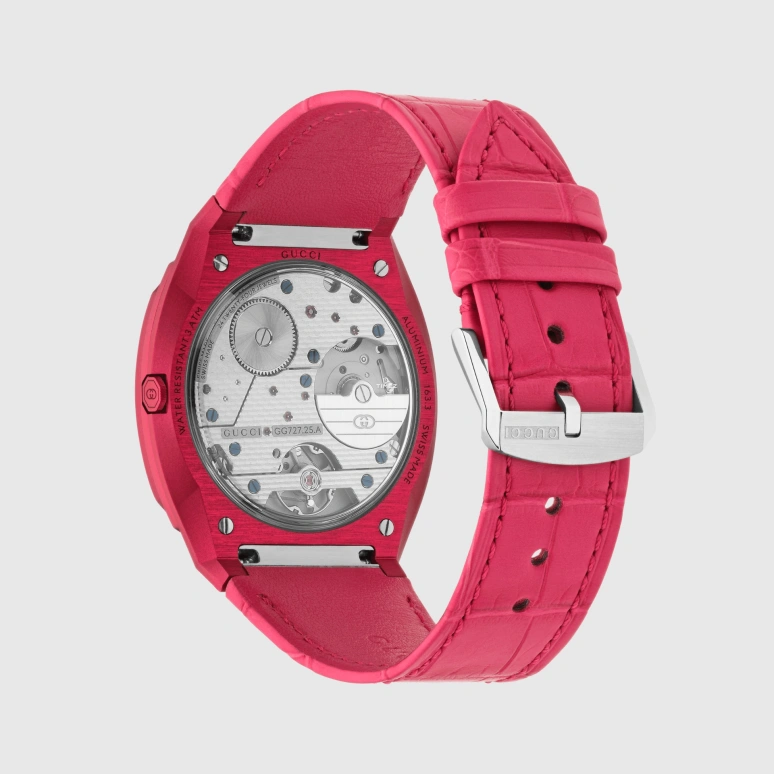 GUCCI,Gucci 25H 40mm,40mm,Aluminium,Pink Red,Automatic,Sapphire,Crystal Glass,Other,750591 ID8A0 6420