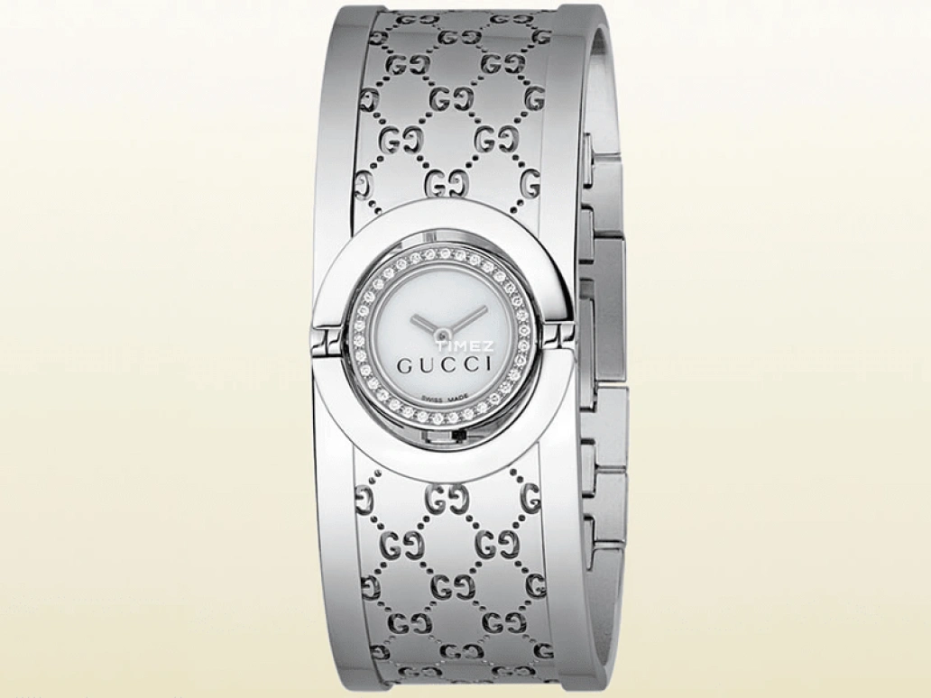 GUCCI,Twirl 23mm,23mm,Stainless Steel,White,Quartz,Sapphire,Crystal Glass,Round,177826 I1610 1461
