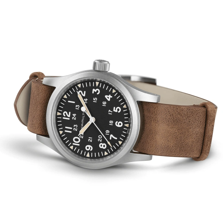Hamilton,Khaki Field 38mm,38mm,Stainless Steel,Black,Handwound,Day,80hours,H69439531