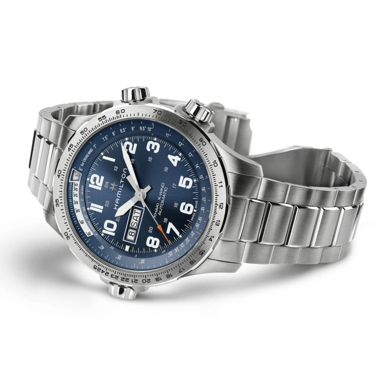 Hamilton,Khaki Aviation 45mm,45mm,Stainless Steel,Blue,Automatic,Chronograph,Date,Day,H77765141