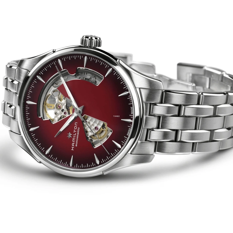 Hamilton,Jazzmaster 40mm,40mm,Stainless Steel,Burgundy,Automatic,Sapphire,Glass,Tonneau,H32675170